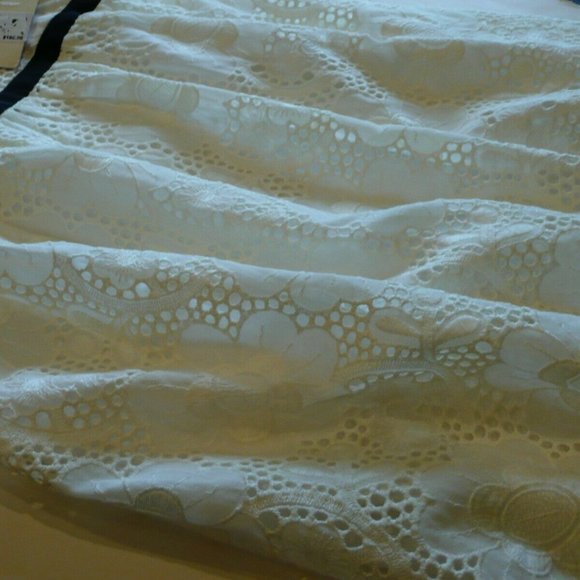 Milly Minis Little Girl Navy Silk Trim Off White Cotton Lace Dress Size 5 - Picture 11 of 12